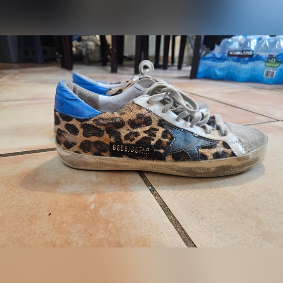 Golden Goose Superstar GGDB Leopard Print Sneakers with Blue Detail sz 36 - Picture 1 of 10